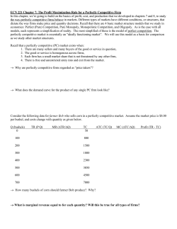 Profit Maximization by a Perfectly Competitive Firm