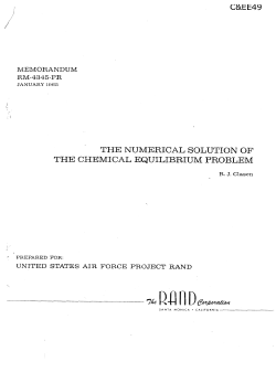 the numerical solution of` the chemical equilibrium problem