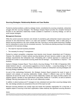 Sourcing Strategies: Relationship Models and Case Studies