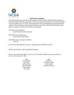 NCGA Junior Exemptions All exempt players must enter by the