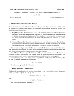 Lecture 3: Shannon`s theorem and some upper and lower bounds 1