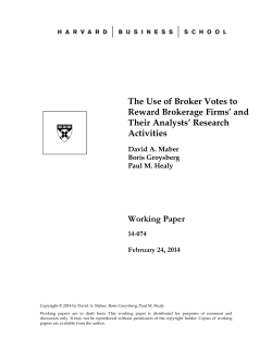 The Use of Broker Votes to Reward Brokerage Firms` and Their