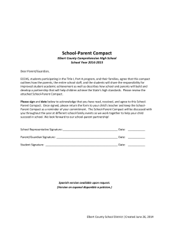 School-Parent Compact - Elbert County Comprehensive High School