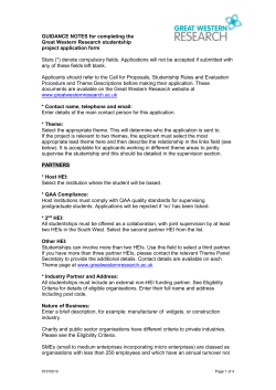 GUIDANCE NOTES for completing the Great Western Research
