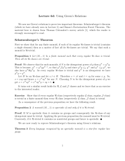 Lecture 6d: Using Green`s Relations Schutzenberger`s Theorem