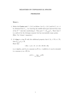 MEASURES ON TOPOLOGICAL SPACES PROBLEMS Week 1. 1