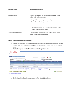 Common Errors: What to do in most cases: No Budget Exists 1