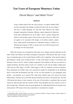 Ten Years of European Monetary Union David Mayes[*] and Matti