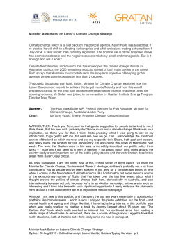 Minister Mark Butler on Labor`s Climate Change Strategy Climate