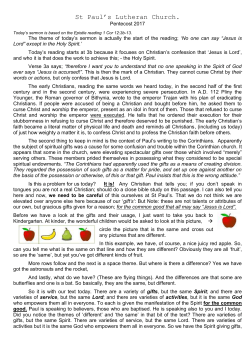 Sermon 04 JUNE 2017 - St Paul`s Lutheran Church Grovedale