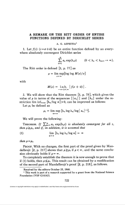 a remark on the ritt order of entire functions defined by dirichlet
