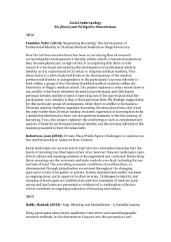 Social Anthropology - University of Otago