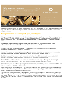 New geopolitical tensions push gold price higher.