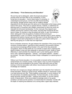 John Dewey Democracy and Education