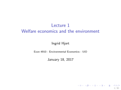 Lecture 1 Welfare economics and the environment
