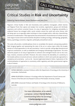 Critical Studies in Risk and Uncertainty