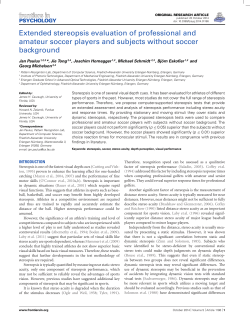 Extended stereopsis evaluation of professional and amateur soccer
