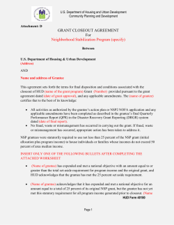 NSP Grant Closeout Agreement