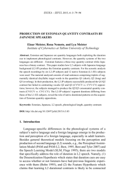 PRODUCTION OF ESTONIAN QUANTITY CONTRASTS BY