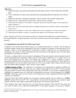 1 EC312 Lesson 2: Computational Logic Objectives: a