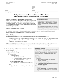 Policy Statement for Free and Reduced-Price Meals