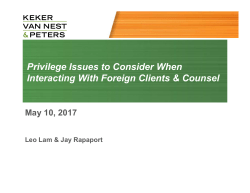 Privilege Issues to Consider When Interacting With Foreign
