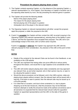 Procedure for players playing down a team