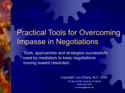 Practical Tools for Overcoming Impasse in Negotiations