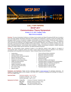 CALL FOR PAPERS WCSP 2017 Communication Theory Symposium