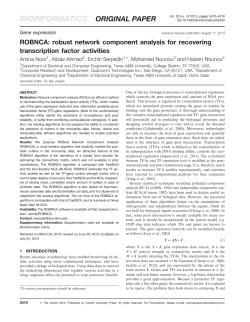 ROBNCA: robust network component analysis for recovering