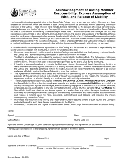 Acknowledgment of Outing Member Responsibility