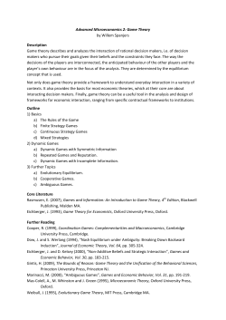 Advanced Microeconomics 2: Game Theory by Willem Spanjers