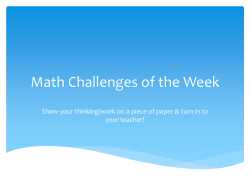 Math Challenges of the Week