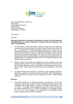 AFM response on FATCA regulations
