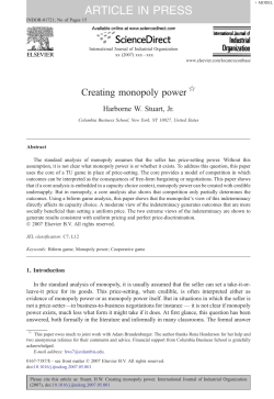 Creating monopoly power