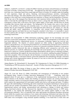rok 2006 Aaboen L, Lindelof P, von Koch C, Lofsten H (2006