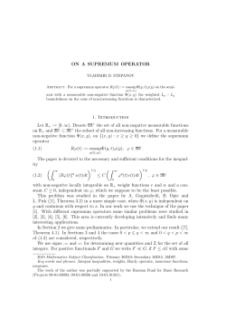 ON A SUPREMUM OPERATOR 1. Introduction Let R+ := [0