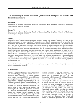 The Forecasting of Durian Production Quantity for Consumption in