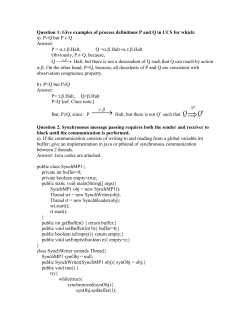 Question 1: Give examples of process definitions P and Q in CCS for
