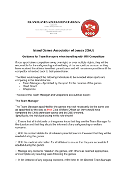 Island Games Association of Jersey Guidance for Team Managers