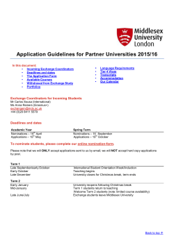 Application Guidelines for Partner Universities 2015/16 In this