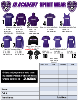 Orders and payments due to team managers by last day of each