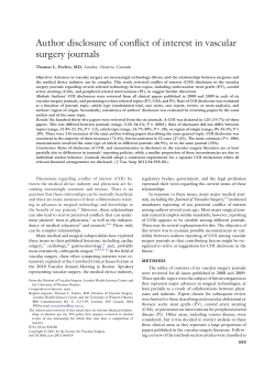 Author disclosure of conflict of interest in vascular surgery journals