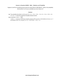 Suppose A and B are mutually exclusive events for which P(A)=0.3