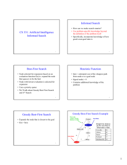 Artificial Intelligence Informed Search Informed Search Best