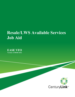 Available Services Job Aid - EASE