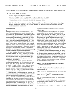 Application of Quantum Field Theory Methods to the Many