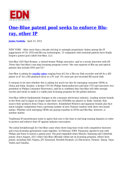 One-Blue patent pool seeks to enforce Blu- ray, other IP