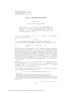 HALL`S THEOREM REVISITED Let A1