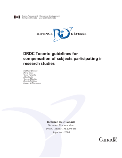 DRDC Toronto guidelines for compensation of subjects participating